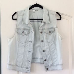 Denim vest, light blue washed denim.